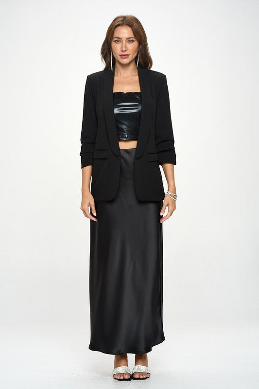 Ruched Sleeve Blazer